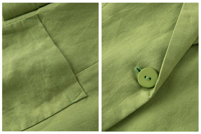 New Arrival Single Button Plus Size Casual Blazers Ladies Cotton Linen Women
