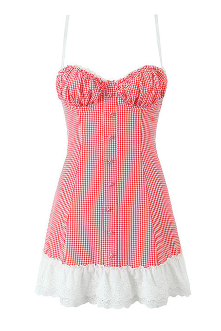 3 Colorway Spaghetti Strap Back Lace up Patchwork Design Casual Fashion Mini slip Dress for Women