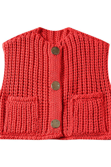 3 Colorway Single Breasted Solid Color v Neck Casual Fashion Sweater Vest for Women