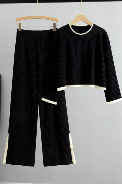 Knitted Set Women's Autumn Sweater Wide Leg Pants Two-piece Set