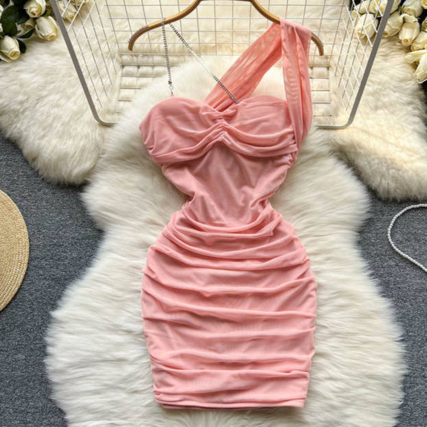 Sleeveless V-neck Summer Halter Mesh High Waist Mini Dress Ladies Sexy Dresses Clothes Women Wholesale