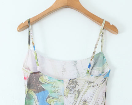 Spaghetti Strap Floral Print Multi Color Casual Fashion Summer Long slip Dress for Women