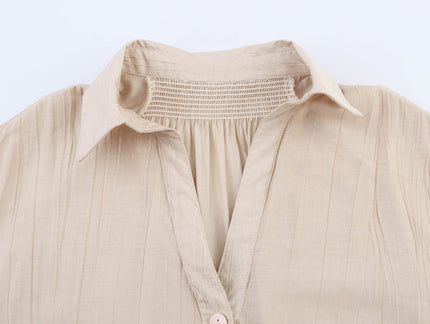 3 Colorway Solid Color Short Sleeve Turn Down Collar Buttons up Casual Fashion Tops Blouse for Women