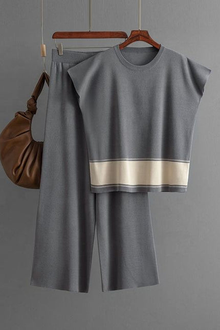 Women's Plus Size Suit Women's Sweater Loose High Waist Wide Leg Pants Fashion Two-piece Set