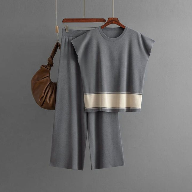 Women's Plus Size Suit Women's Sweater Loose High Waist Wide Leg Pants Fashion Two-piece Set