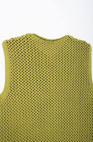 Crew Neck Green Color Single Breasted Front Pocket Knitted Casual Fashion Sweater Vest for Women