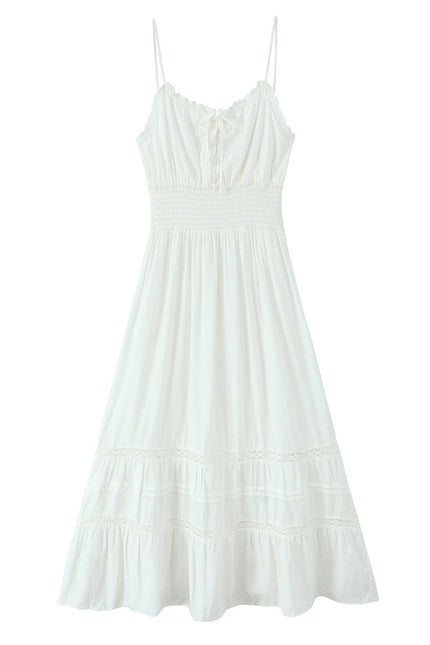 2 Colorway Solid Color Spaghetti Strap Front Lace up Casual Fashion Long slip Dress for Women
