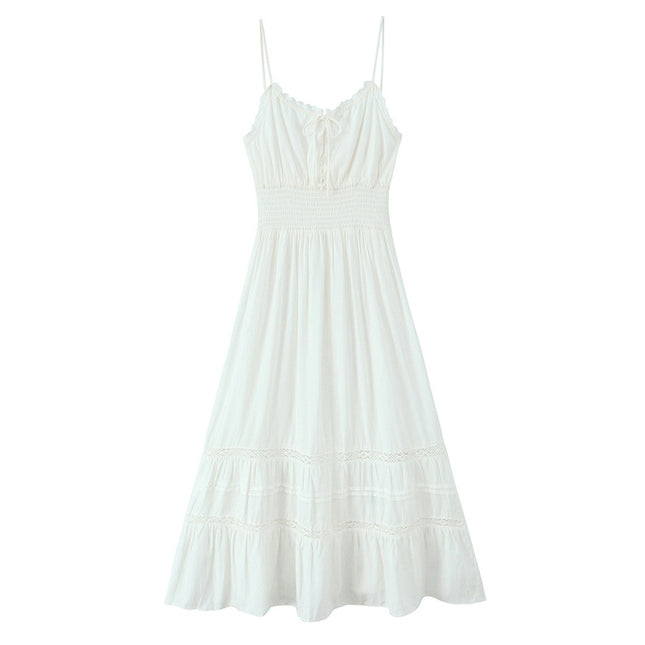 2 Colorway Solid Color Spaghetti Strap Front Lace up Casual Fashion Long slip Dress for Women