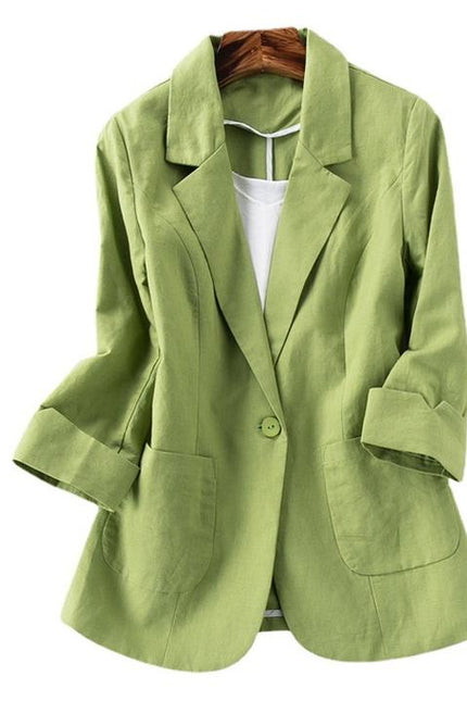 New Arrival Single Button Plus Size Casual Blazers Ladies Cotton Linen Women