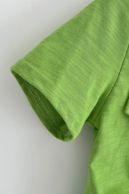 5 Colorway Solid Color Short Sleeve Turn Down Collar Buttons up Casual Shirt for Women
