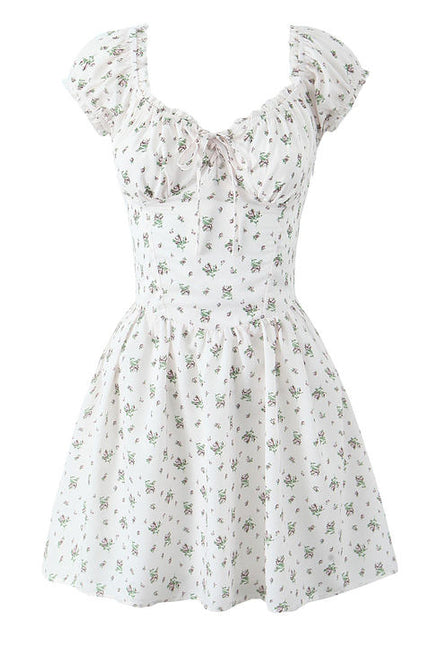 2 Colorway Floral Print square Collar Hot Sale Casual Fashion Mini Dress for Ladies