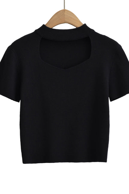 2 Colorway Front Hollow Out Solid Color Short Sleeve Crew Neck Casual Fashion Women Plain t Shirt