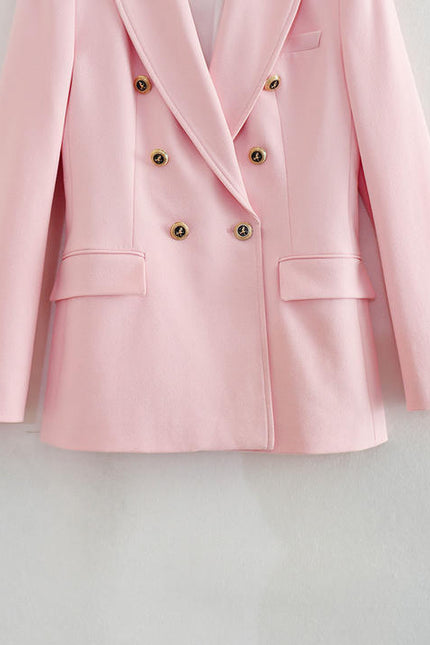6 Colorway Solid Color Double Breasted Long Sleeve Casual Elegant blazer Jacket for Women