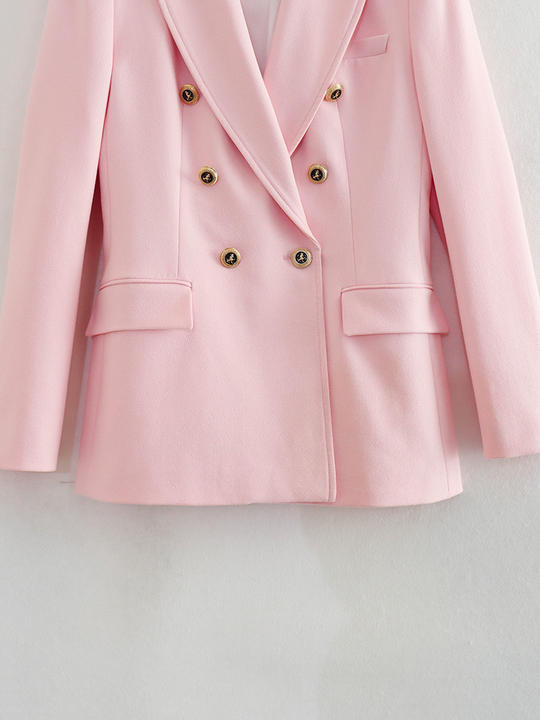 6 Colorway Solid Color Double Breasted Long Sleeve Casual Elegant blazer Jacket for Women