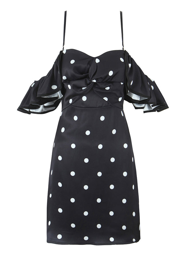 2 Colorway Short Sleeve Polka Dot Print Casual Fashion Summer Mini Dress for Women