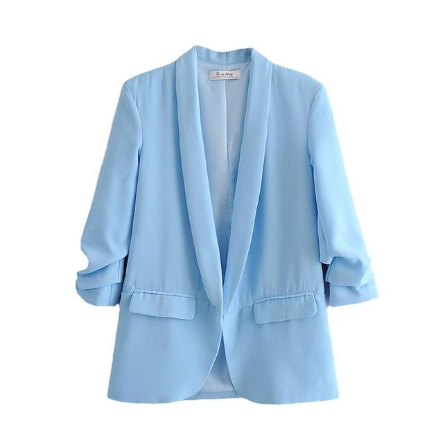 12 Colorway Candy Color Open Stitch Long Sleeve Casual Fashion Women Blazer