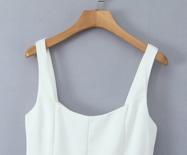 2 Colorway Shoulder Strap Solid Color Casual Fashion Mini Summer slip Dress for Women
