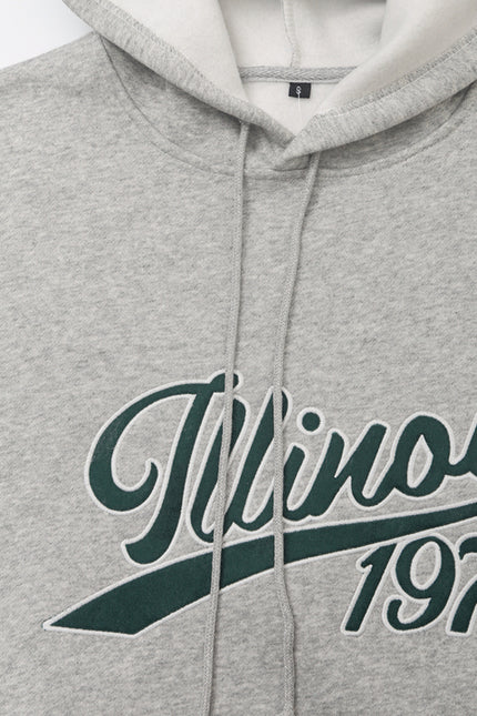 Letter Print Front Pockets Hooded Gray Color Long Sleeve Casual Fashion Women Sweatshirt Hoodie
