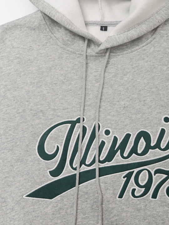 Letter Print Front Pockets Hooded Gray Color Long Sleeve Casual Fashion Women Sweatshirt Hoodie