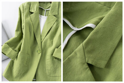 New Arrival Single Button Plus Size Casual Blazers Ladies Cotton Linen Women