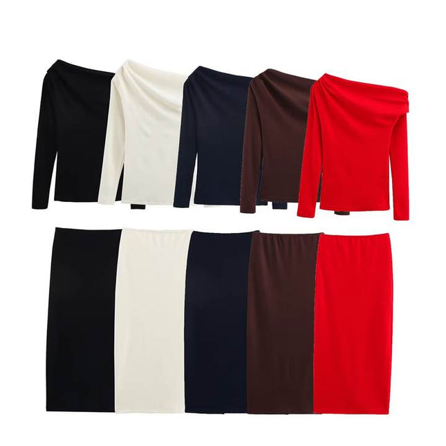 5 Colorway Back Slit Elastic Waist Casual Fashion Long Skirt for Women