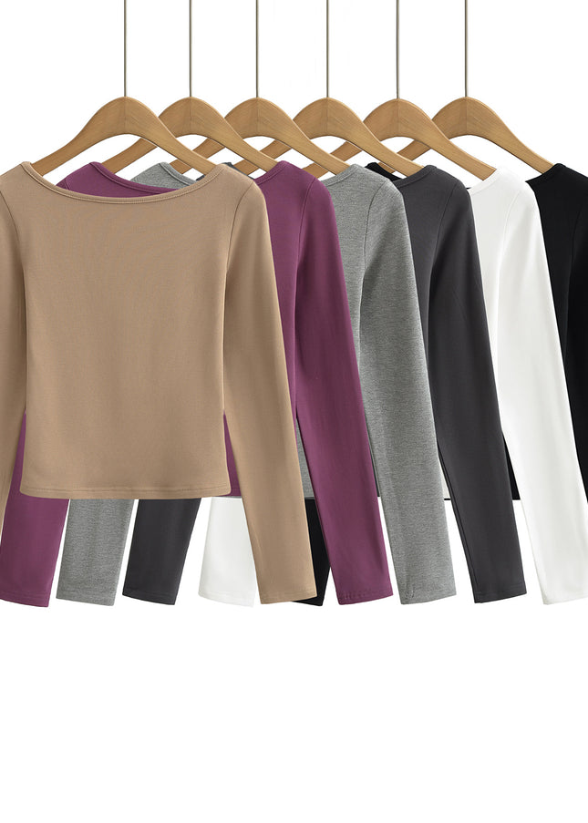 6 Colorway Crew Neck Solid Color Long Sleeve Casual Fashion Women t Shirt