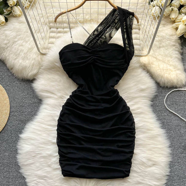 Sleeveless V-neck Summer Halter Mesh High Waist Mini Dress Ladies Sexy Dresses Clothes Women Wholesale