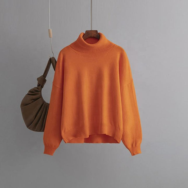 European and American Women's Blouse High Collar Thick Loose Thin Sweater