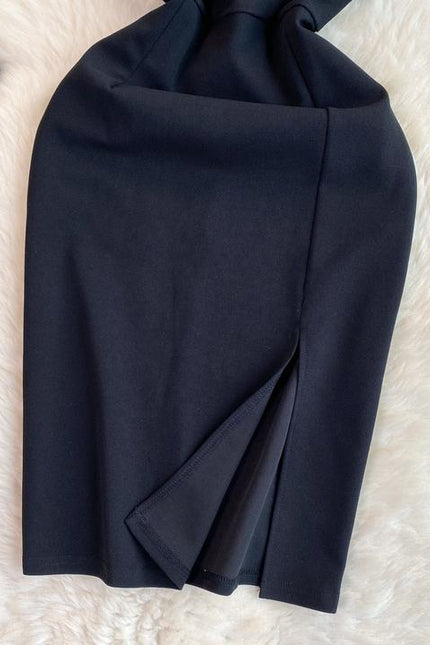 Summer Slit Casual Midi for Women Sleeveless Vestidos Black Dress