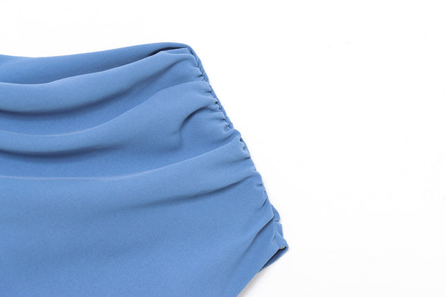 Asymmetrical Design Blue Color Sleeveless Casual Fashion Summer Long Dress for Women