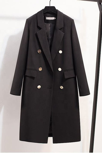 Coat Long Unique Women Fashion and Casual Versatile Double Breasted Button Long Loose Coat