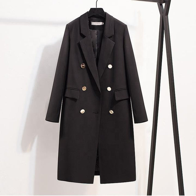 Coat Long Unique Women Fashion and Casual Versatile Double Breasted Button Long Loose Coat