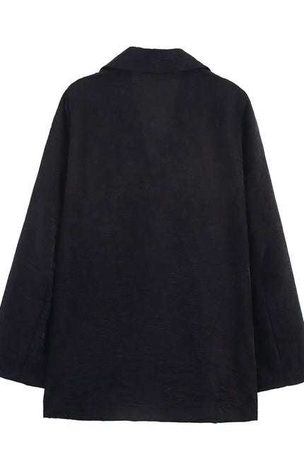 Single Button Long Sleeve Notched Collar Black Color Casual Fashion blazer Jacket for Women