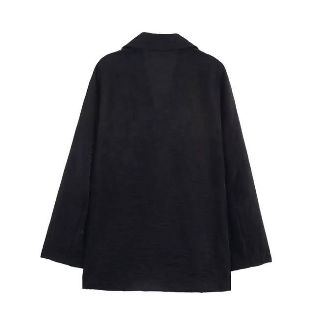 Single Button Long Sleeve Notched Collar Black Color Casual Fashion blazer Jacket for Women