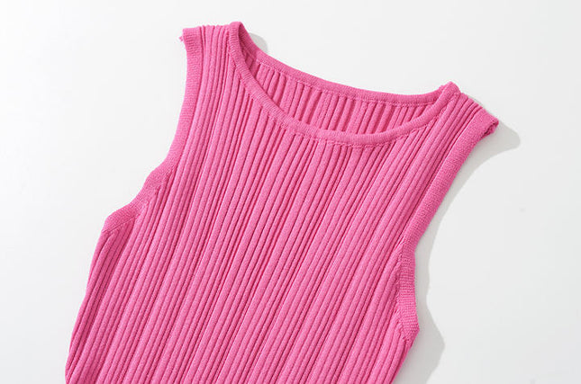 3 Colorway Solid Color Knitted Crew Neck Casual Fashion Modest Women One Piece Jumpsuit