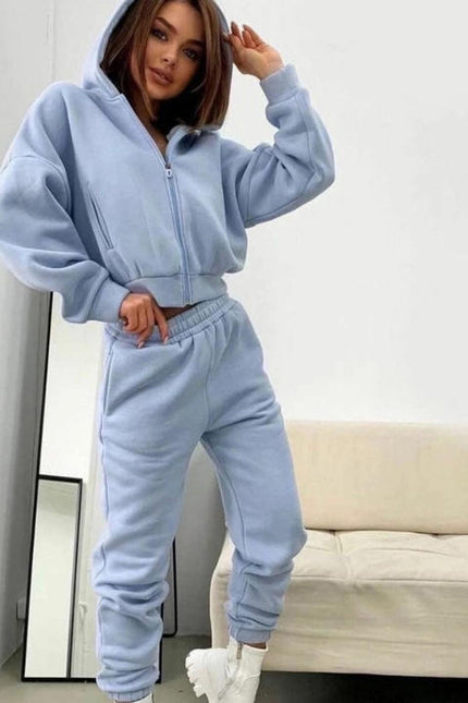 PASUXI Hot Sale Womens Long Sleeve Sports Sets Casual Zip Hoodies and Running Pants Two Piece Sets
