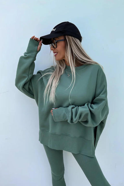 PASUXI High Quality Round Neck Gym Wear Women Sets Tight Sweatpants and Loose Hoodie Two Piece Training Tracksuit