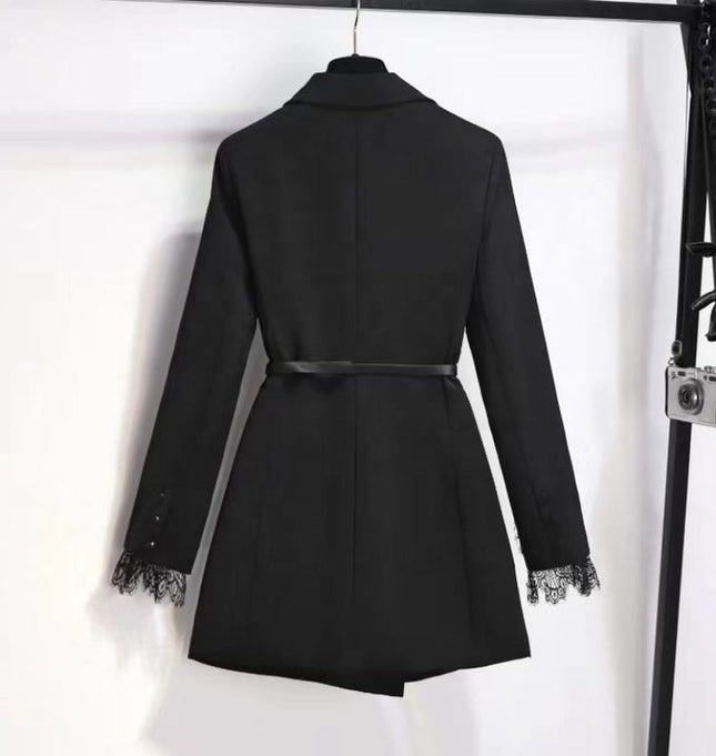 New Women's High-end Fashion Suit Jacket Dress Waist Cinching Show Slimming Temperament Suit Small Black Skirt