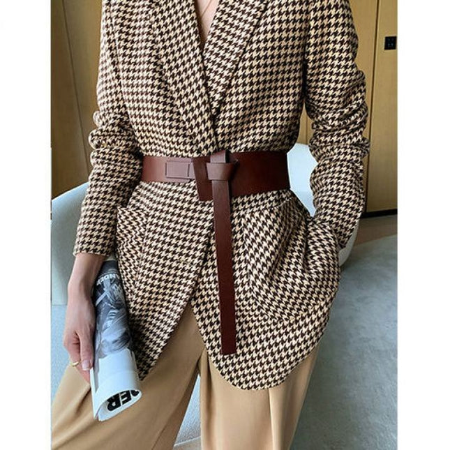 New Design Winter Women Slim Plaid Warm Long Coats