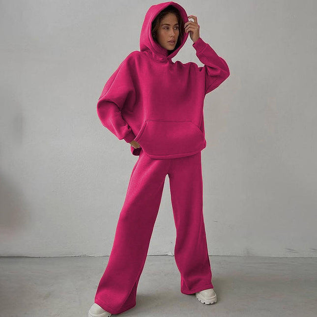PASUXI Spring New Fashion Casual Suit Two Pieces of Loose Long Sleeve Hoodies Wide Leg Pants Sports Jogger Sets