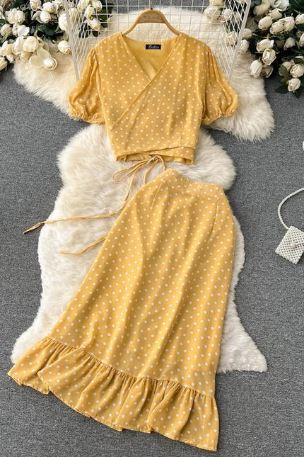 2024 Women Sweet Embroidery Top Skirt Two-piece Set