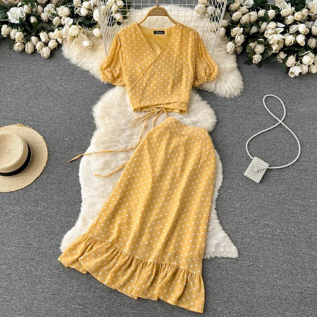 2024 Women Sweet Embroidery Top Skirt Two-piece Set
