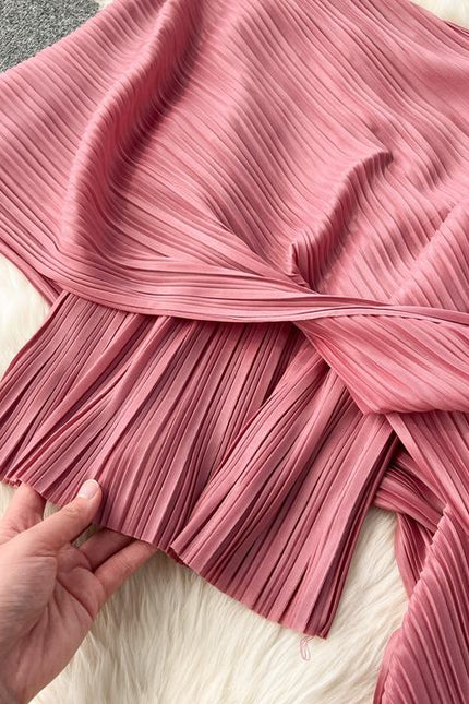 Summer New Irregular Loose Shirt Pleated High Waist Wide Leg Long Pants Women's Set