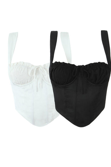 2 Colorway Shoulder Strap Front Lace up Solid Color Casual Fashion Women's Crop tank Tops