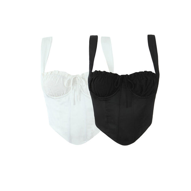 2 Colorway Shoulder Strap Front Lace up Solid Color Casual Fashion Women's Crop tank Tops