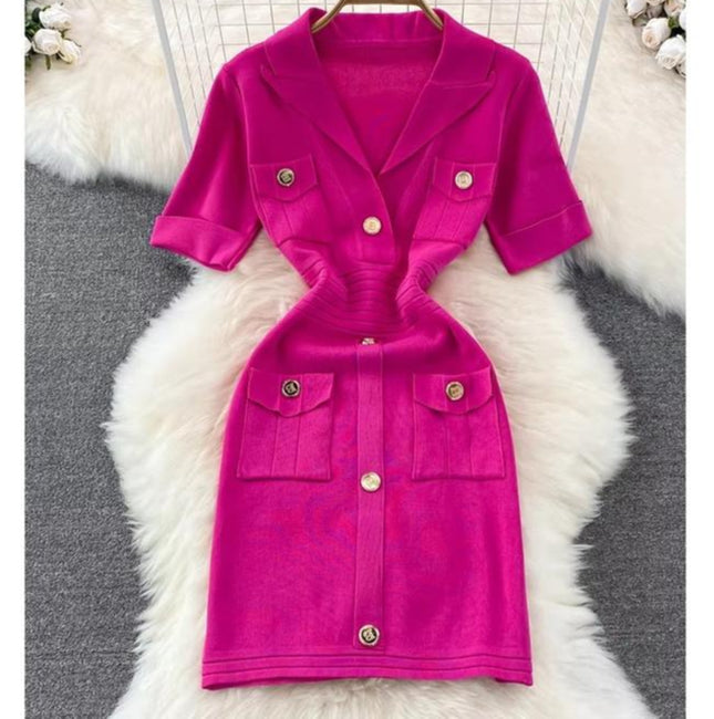 French Temperament Knitted Dress Fall New Stretchy Slim Bodycon Dress