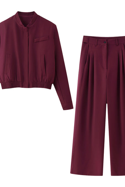 V Neck Red Color Long Sleeve Zipper Fly Hot Sale Casual Fashion Jacket for Women