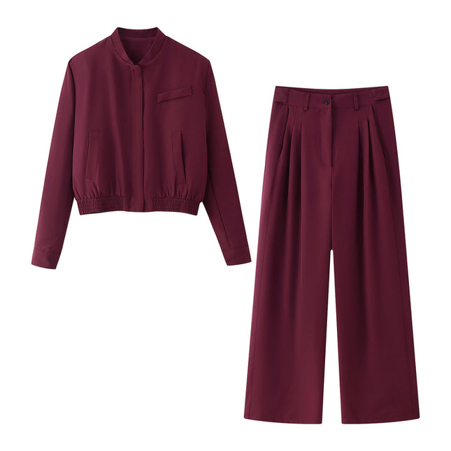 V Neck Red Color Long Sleeve Zipper Fly Hot Sale Casual Fashion Jacket for Women