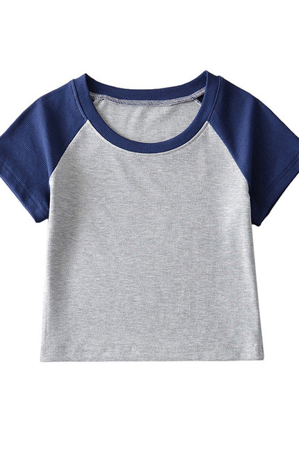 4 Colorway High Quality Short Sleeve Crew Neck Solid Color Casual Crop t Shirt for Women