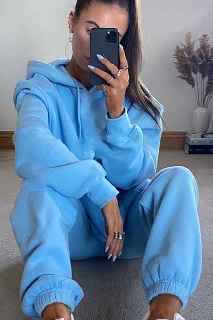 PASUXI OEM Custom Casual Pullover Hoodies Letter Printed Sports Two Piece Sets Solid Color Jogger Pants Sets